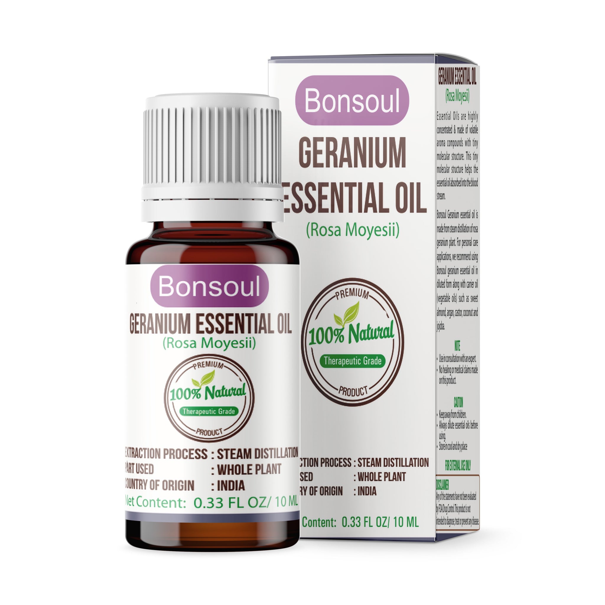 Plantlife 100% Pure Essential Oil, Geranium - 0.33 fl oz bottle